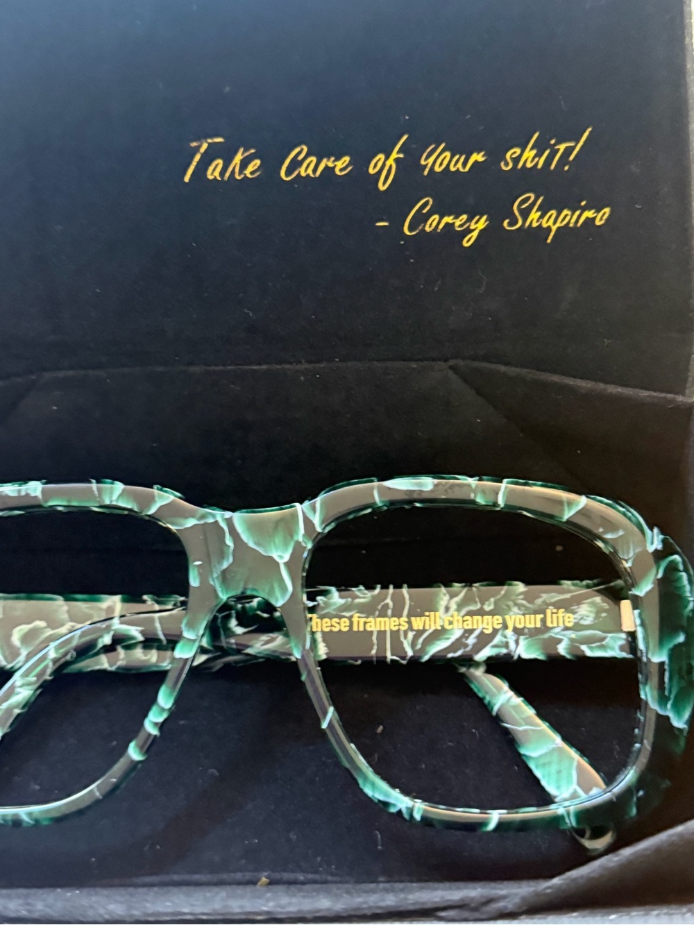 Green Marble No Lens Vintage Frames